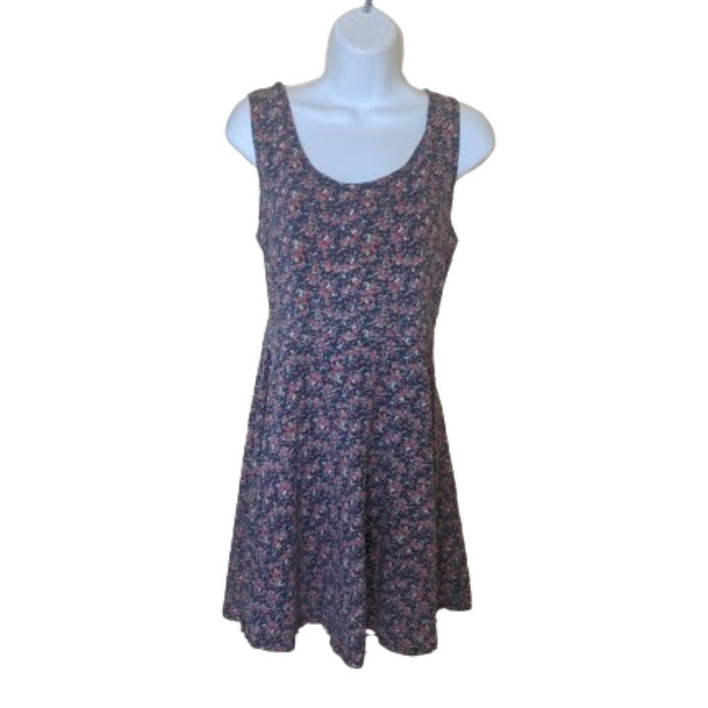 ---  Blue Red Short Floral Tank Sleeveless Dress Size XL